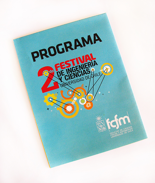Polidíptico programa y mapa para Festival Ingeniería | FCFM Universidad de Chile